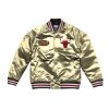 MITCHELL & NESS NBA CHICAGO BULLS CHAMPIONSHIP GAME SATIN JACKET BEIGE