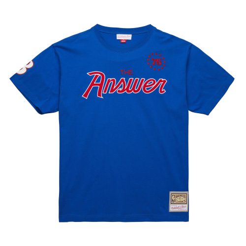 Mitchell & Ness NBA Premium Nickname Ss Tee Vintage Logo Philadelphia 76Ers Allen Iverson Blue L