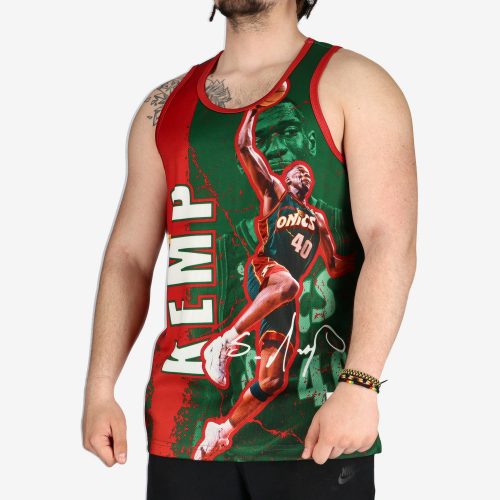 MITCHELL & NESS SEATTLE SUPERSONICS SHAWN KEMP Player Burst Mesh Tank Dark Green XXL